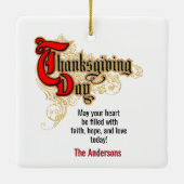 2xWoorden met rode letters Thanksgiving Dag Keramisch Ornament (Achterkant)