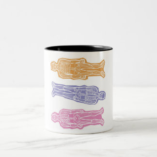 3人の骸骨カラフルマグカップ - 3 colorful skeletons mug tweekleurige koffiemok
