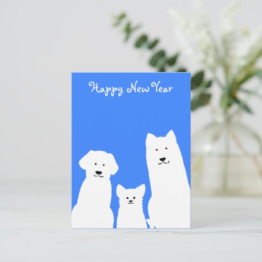 3匹の犬シルエット 年 賀 状 縦 FEESTDAGENKAART (Staand voorkant)