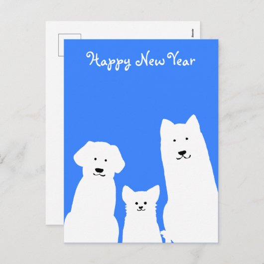 3匹の犬シルエット 年 賀 状 縦 FEESTDAGENKAART (Voorkant / Achterkant)