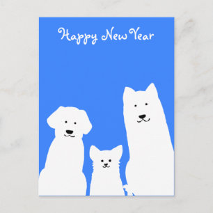 3匹の犬シルエット 年 賀 状 縦 FEESTDAGENKAART