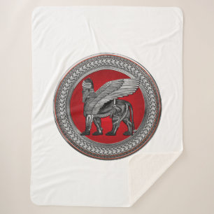 [300] Assyrische scharnierende lion: zilver en zwa Sherpa Deken