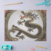 [300] Black and Gold Sacred Eastern Dragon Tissuepapier (Craft)