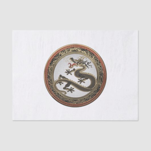 [300] Black and Gold Sacred Eastern Dragon Tissuepapier (Voorkant)