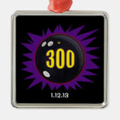 300 Bowling, met datum, Metalen Ornament (Voorkant)