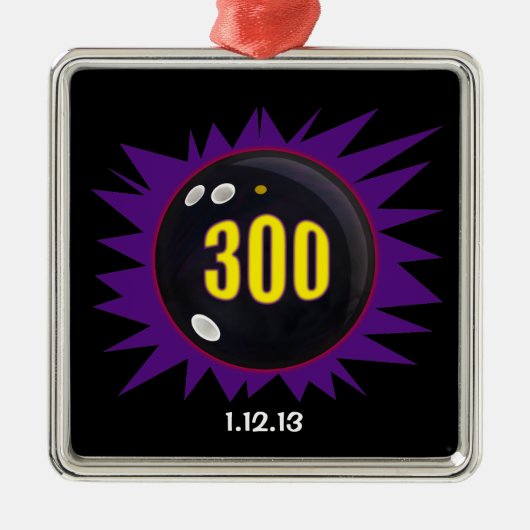 300 Bowling, met datum, Metalen Ornament (Voorkant)