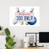 300 BWLR California Plaat, Bowling Muurkunst Poster (Thuiskantoor)