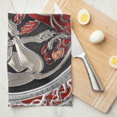 [300] Celtische schatten - Drie honden op zilver Theedoek (Quarter Fold)