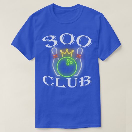 300 Club Bowling Bal En Pins Koningskroon T-shirt (Design voorkant)