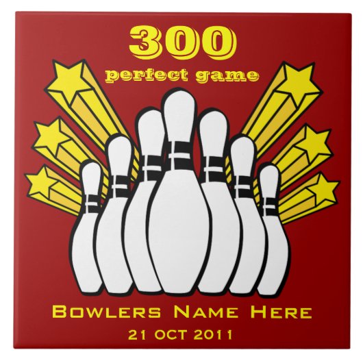 300 Game Bowling Award Decoratieve Tegel Tegeltje (Voorkant)