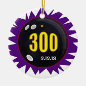 300 Game Bowling met datum, Keramisch Ornament (Voorkant)
