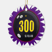 300 Game Bowling met datum, Keramisch Ornament (Links)