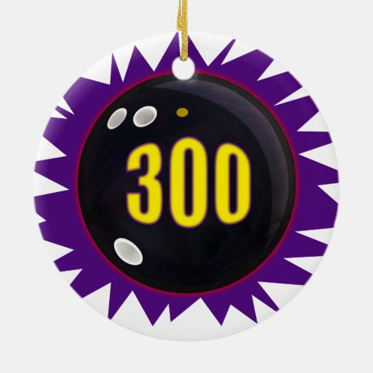 300 Game Bowling met datum, Keramisch Ornament (Achterkant)