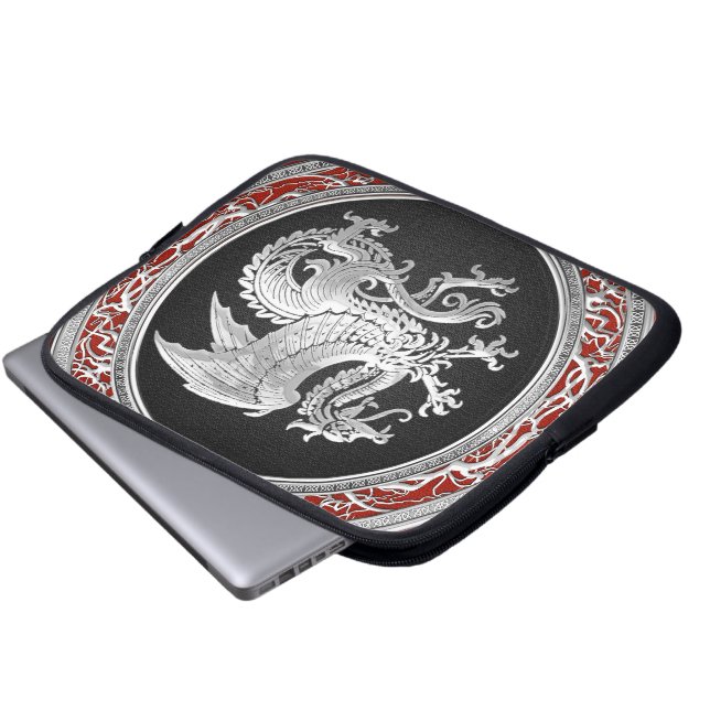 [300] IJslandse draak, Landvætir [Silver] Laptop Sleeve (Voorkant onderkant)