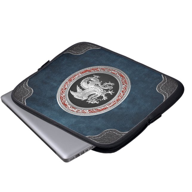 [300] IJslandse draak, Landvætir [Silver] Laptop Sleeve (Voorkant onderkant)
