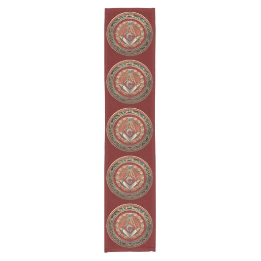 [300] Master Mason - Gold Square & Compass Korte Tafelloper (Voorkant)