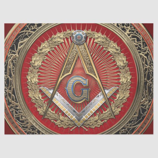 [300] Master Mason - Gold Square & Compass Tissuepapier (Voorkant)