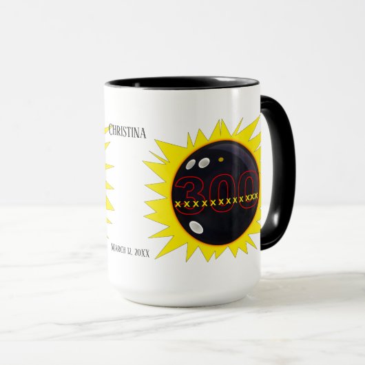 300 Perfect game Bowling, persoonlijke, koffie-Mok Mok (Voorkant rechts)