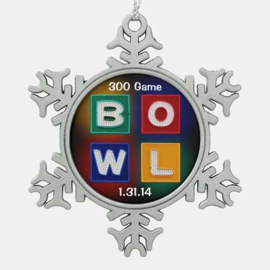 300 Perfect Game Bowling, Retrodesign, Tin Sneeuwvlok Ornament (Voorkant)