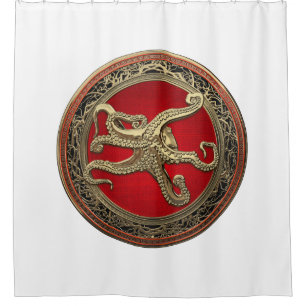 [300] Sacred Gold Octopus in Defensief Posture Douchegordijn