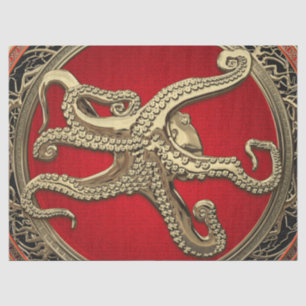 [300] Sacred Gold Octopus in Defensief Posture Tissuepapier