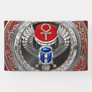 [300] Sacred Silver Egyptian Winged Scarab & Ankh Spandoek