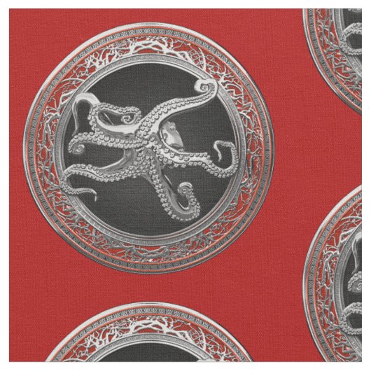 [300] Sacred Silver Octopus in Defensief Posture Stof (Close Up)