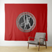 [300] Sacred Silver Octopus in Defensief Posture Wandkleed (In Situ (horizontaal))