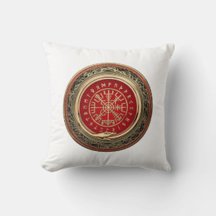 [300] Vegvisir - Viking Gold Magic Runass Kussen