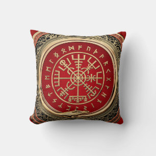 [300] Vegvisir - Viking Gold Magic Runass Kussen