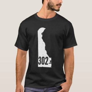 302 Delaware Pride Outline State Area Code T-shirt