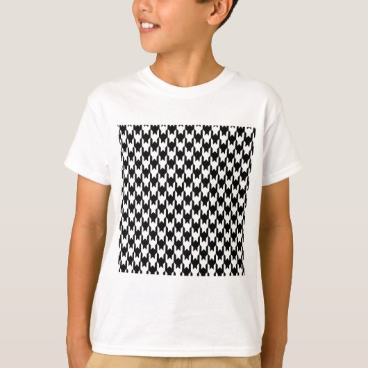 302 ZWARTE WITTE HOUNDSTOOTH PATROON ACHTERGRONDEN T-SHIRT (Voorkant)