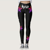 303 TRUMP! MAGA! RAINBOW NAUTISCHE STARS, ZWART LEGGINGS (Voorkant)