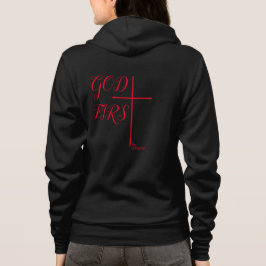 303 W "GOD FIRST" CROSS Black ZIP-UP genoemd Hoodie