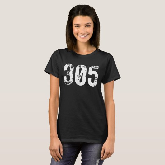 305 Area Code Miami FL Mobile Telephone Area Code T-shirt (Voorkant volledig)
