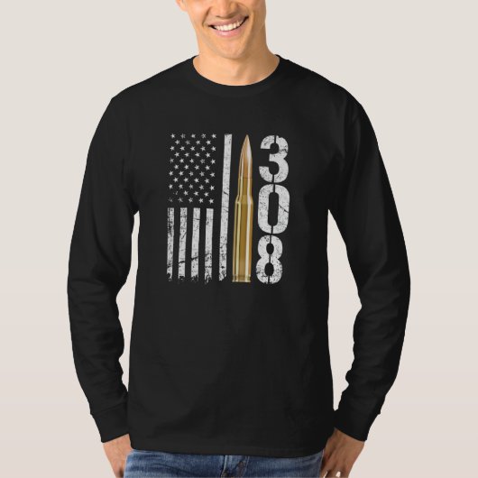 308 Pistool munitiekogel 308 kaliber geweer USA Fl T-shirt (Voorkant)