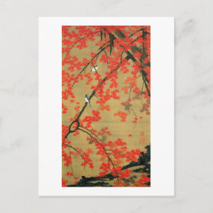 30. 紅 葉 図, 若 小 Maple & Small Birds, Jakuchu Briefkaart