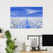 #30-01 Cyaan IJspad: Meditatief sneeuwveld Poster (Thuiskantoor)