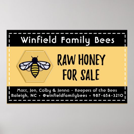 30,5 inch x 48 inch boerenmarkt honingbannerbij poster (Voorkant)