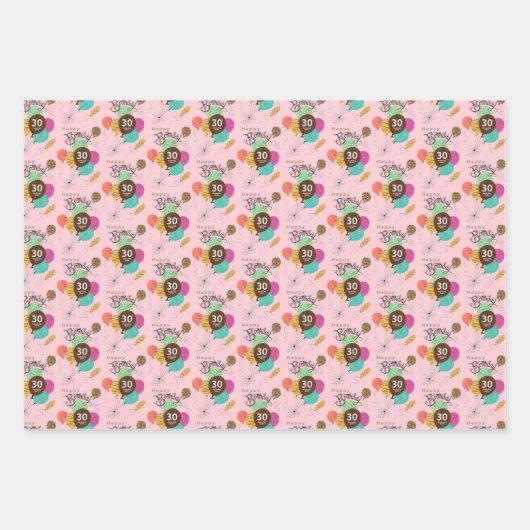 30 Amazing Years Animal Print Birthday ballonnen Inpakpapier Vel (Voorkant 2)