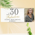 30 and Fabulous Elegant Script 30th Birthday Foto Spandoek<br><div class="desc">30 en Fabulous Elegant Script 30e verjaardag foto banner. Mooi bord voor het 30e verjaardagsfeest met een foto op maat. Personaliseer het bord met uw foto,  jouw naam en de leeftijd en maak uw eigen leuke verjaardagsfeestbanner. Geweldig voor het verjaardagsfeestje van een vrouw.</div>