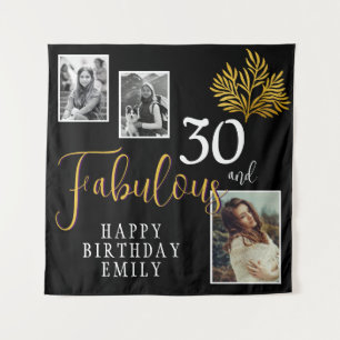 30 and Fabulous Gold Foliage 3 Foto Verjaardag Wandkleed