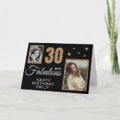 30 and Fabulous Gold Glitter 2 Photo 30th Birthday Kaart (Voorkant)