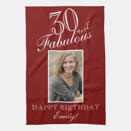 30 and Fabulous Personalized Birthday  Theedoek (Verticaal)