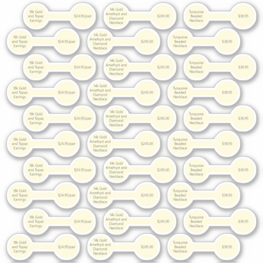 30 Antiek witte barbel Label Stickers (Voorkant)