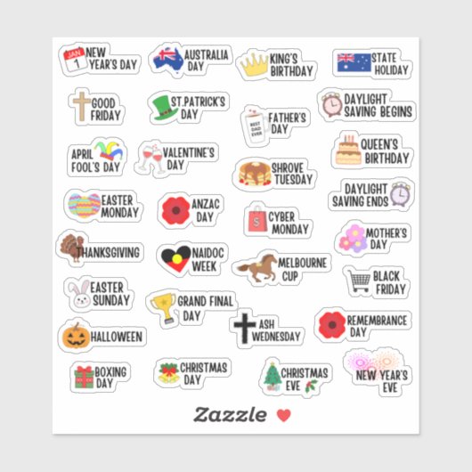 30 Australische feestdagen speciale dagen planner Sticker (Vel)