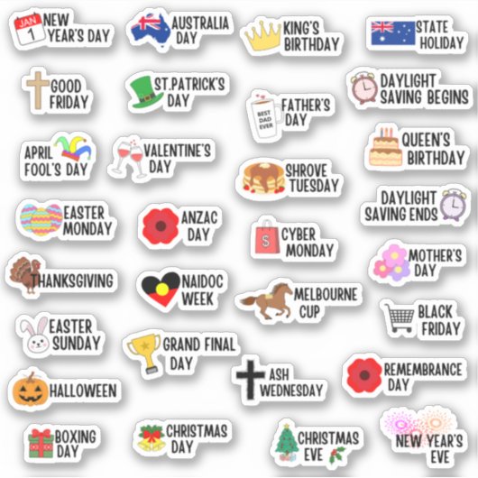 30 Australische feestdagen speciale dagen planner Sticker (Voorkant)