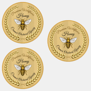 30 Bijen en Garland Amber Striped Honey Jar Food Labels