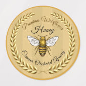 30 Bijen en Garland Amber Striped Honey Jar Food Labels (Design 2)