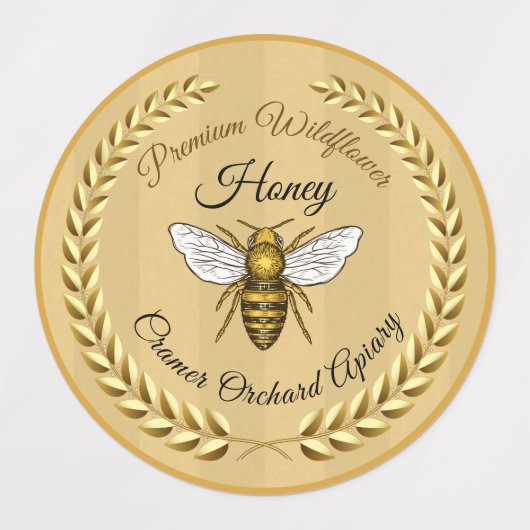 30 Bijen en Garland Amber Striped Honey Jar Food Labels (Design 2)
